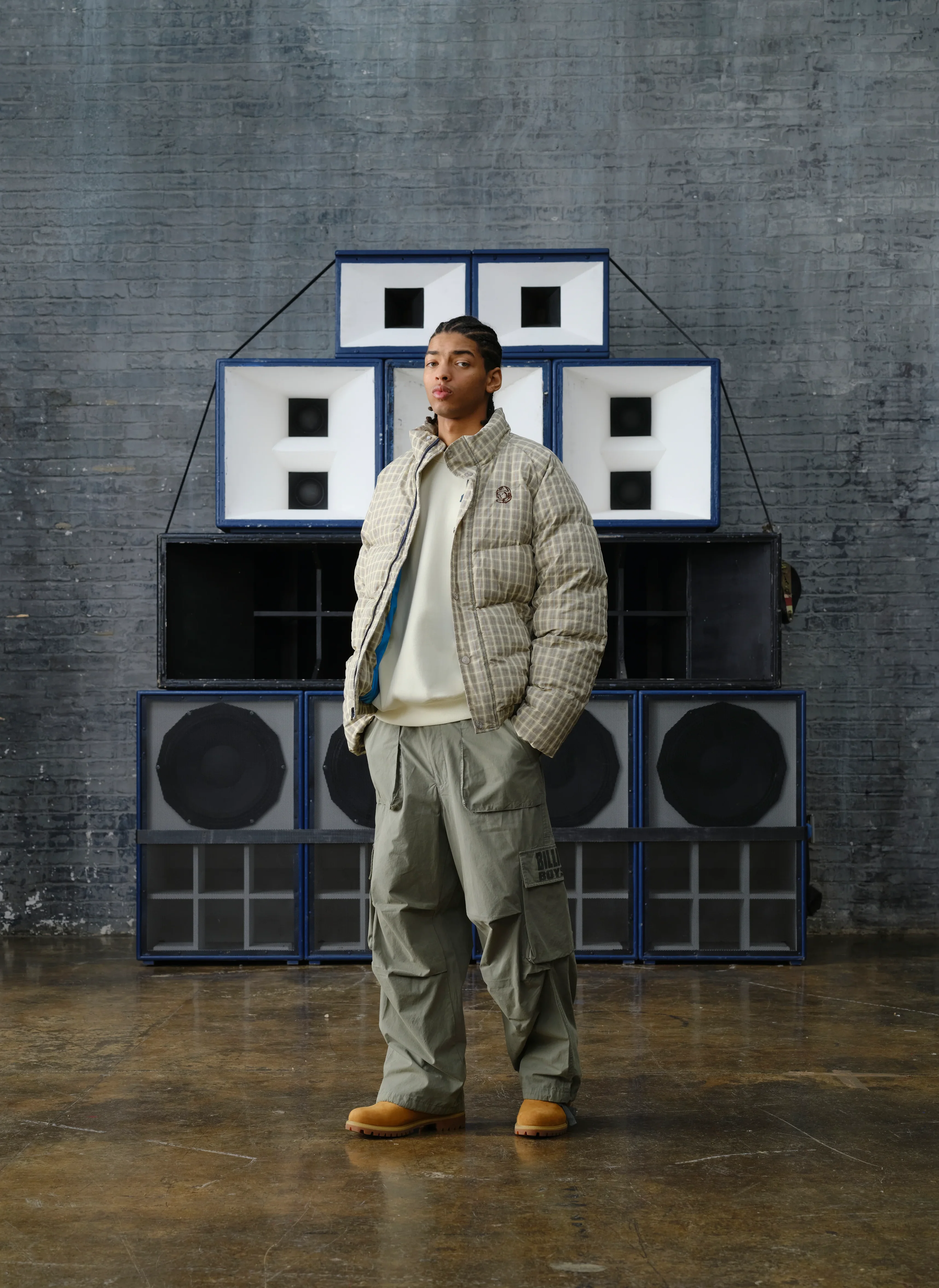 Куртка Script Nylon Check Puffer Jacket Brown Check