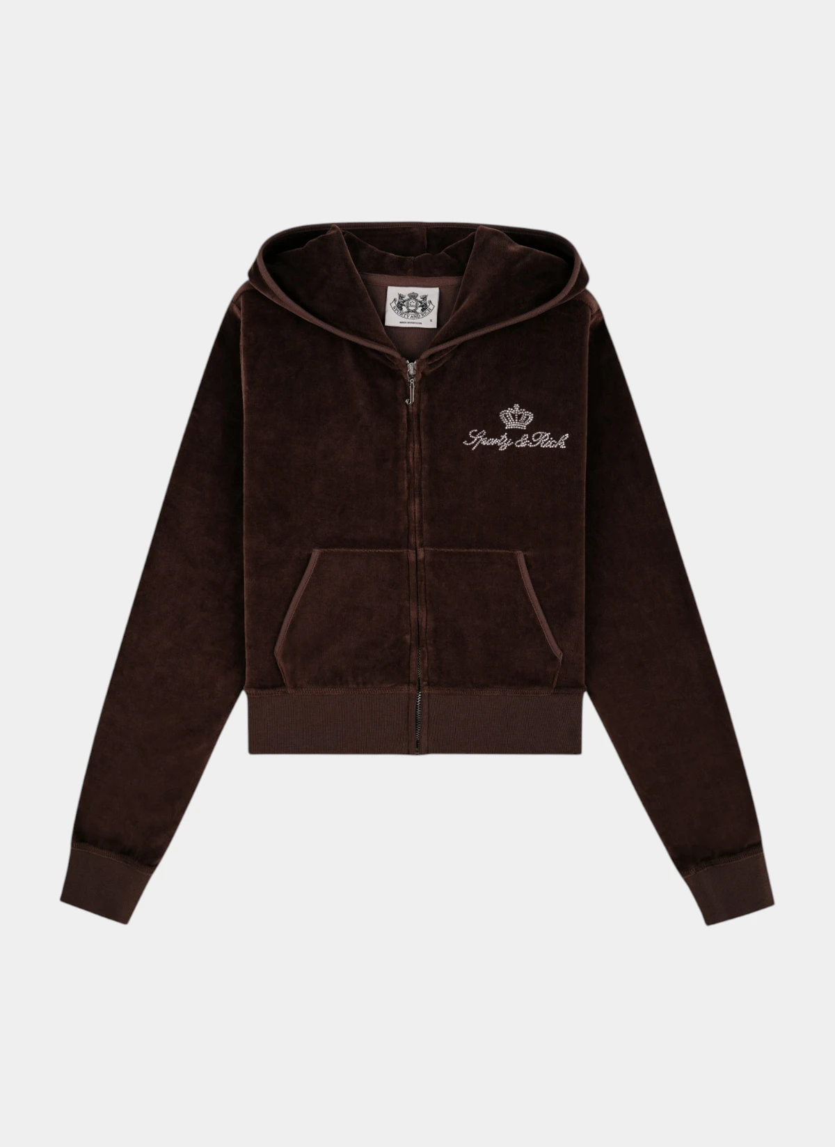 Худи на молнии Juicy Script Velour Zip Hoodie Chocolate