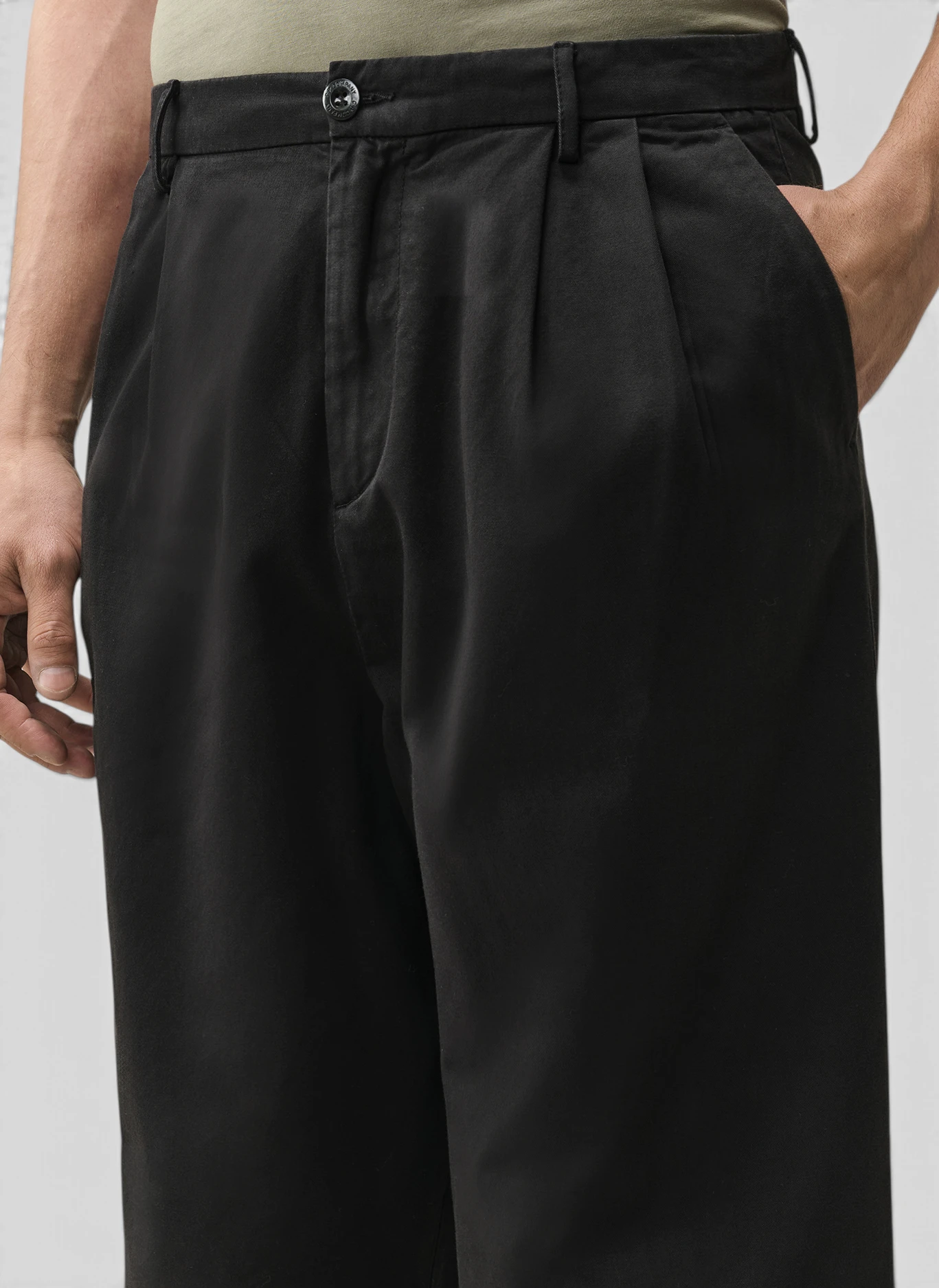 Брюки Cotton Gabardine Boxy Pleats Pants Black
