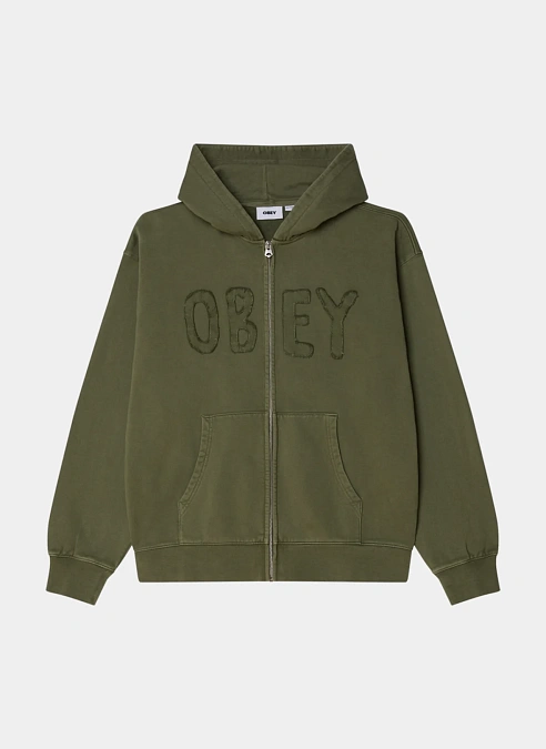 Худи на молнии Hybrid Faded Zip Hood Deep Lichen Green Faded Wash