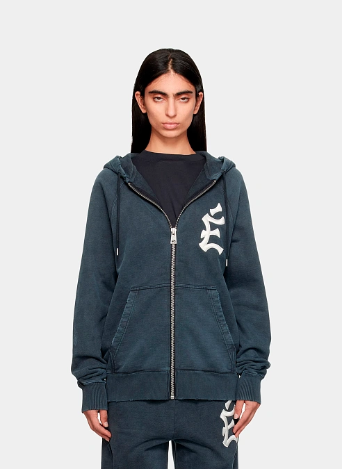 Худи на молнии LOOSE ZIPPED HOODIE EMB