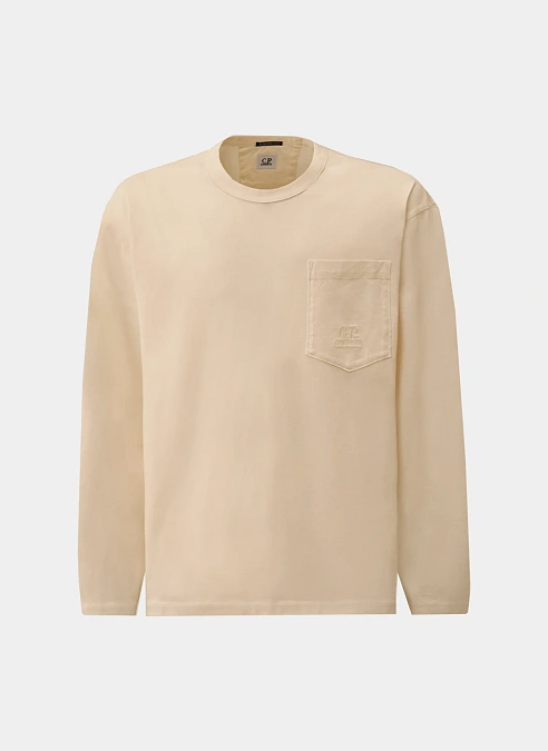 Лонгслив Mercerized 30/2 Jersey Twisted Long Sleeve T-Shirt Gauze  White