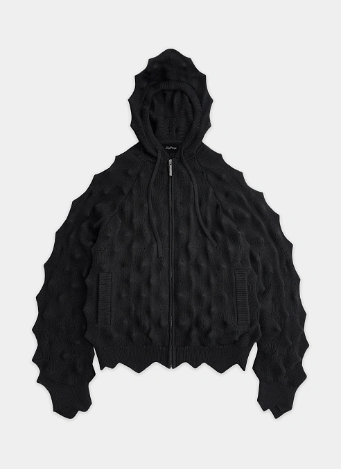 Худи на молнии Spiked Slim Zip-Up Hoodie Black