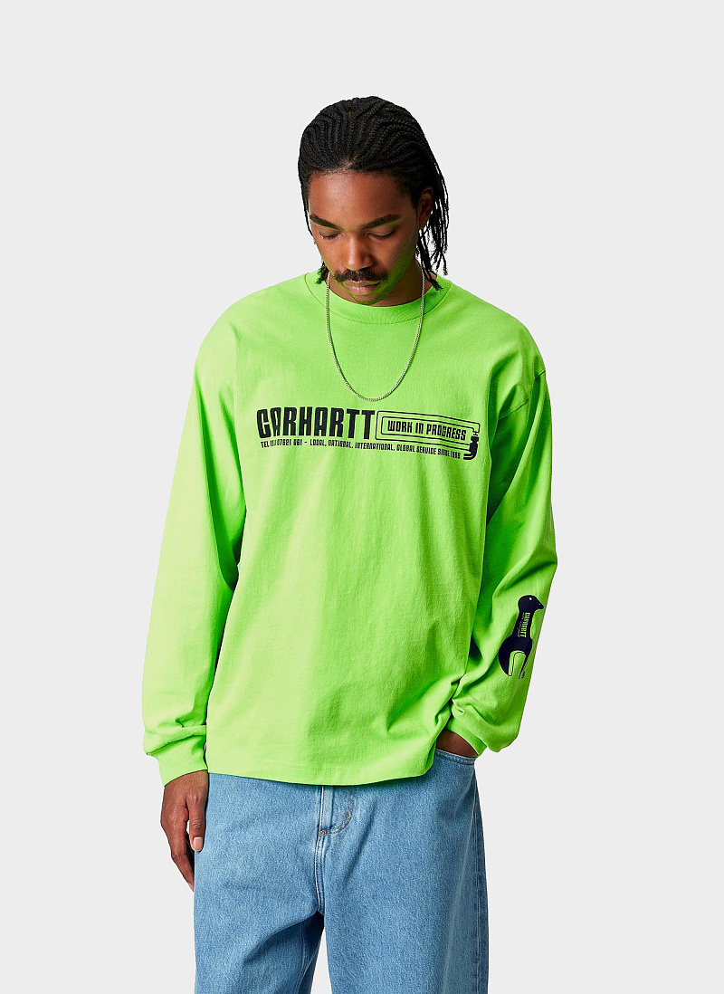 Лонгслив ‘L/S Industry T-Shirt’ LUMO GREEN / BLACK (GARMENT DYED)