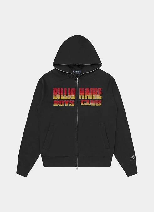 Худи на молнии Straight Logo Gradient Diamonte Popover Hood Black