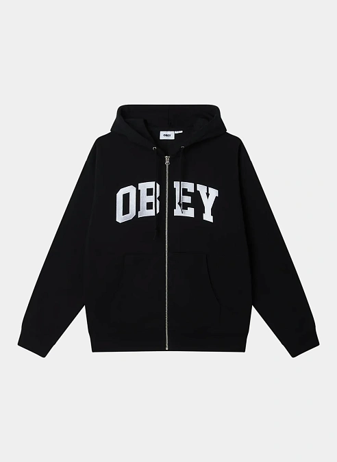 Худи на молнии Obey Collegiate Zip Hood Black