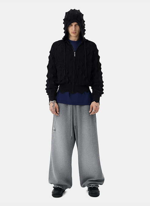 Худи на молнии Spiked Slim Zip-Up Hoodie Black