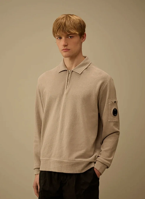Свитшот Sweatshirts Polo Collar In Malfile' Fleece Dove Grey