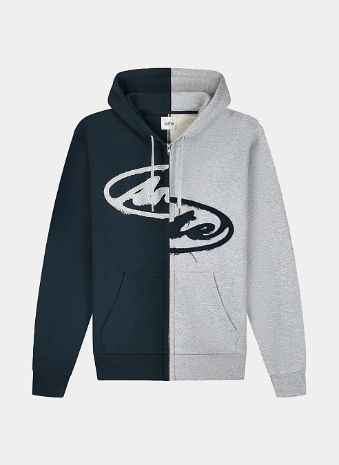 Худи на молнии Split Patch Zip Hoodie Grey