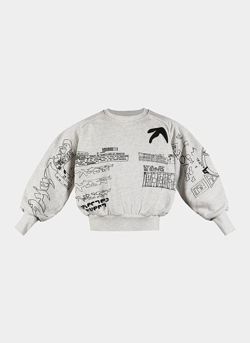 Свитшот .Solutions + NUMBER 3 A—Sketch Sweatshirt Old Grey