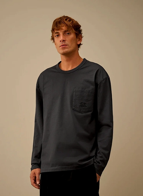 Лонгслив Mercerized 30/2 Jersey Twisted Long Sleeve T-Shirt Black