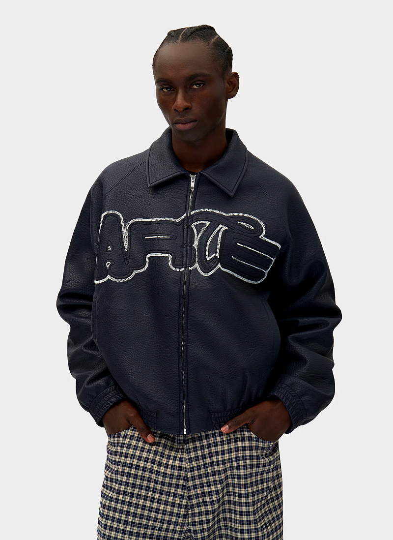 Куртка Big Logo Leather Jacket Jacket Navy