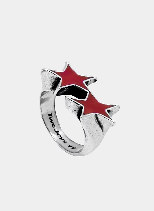 Кольцо Icon Red Enameled Single Ring Silver