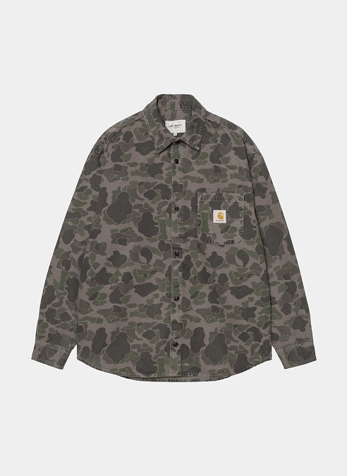 Рубашка L/S Duck Shirt Camo Duck, Green / Porphyry (Garment Dyed)