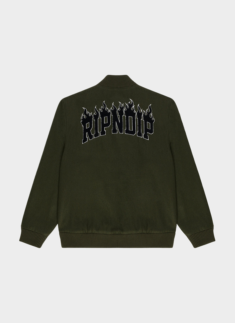 Куртка ‘Fire Spirit Varsity Jacket’ Forest Green