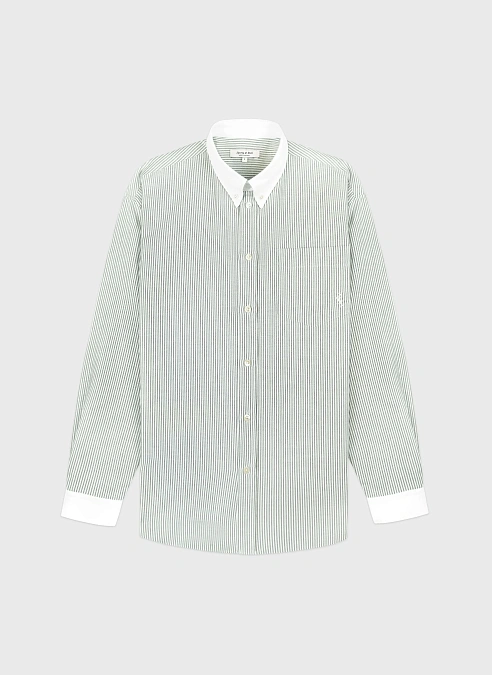 Рубашка SRC Oversized Oxford Shirt Forest striped