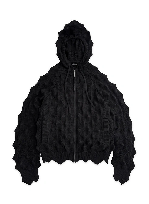 Худи на молнии Spiked Slim Zip-Up Hoodie Black