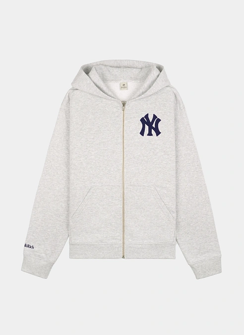 Худи на молнии Heritage Yankees Serif Zip Hoodie Heather Gray