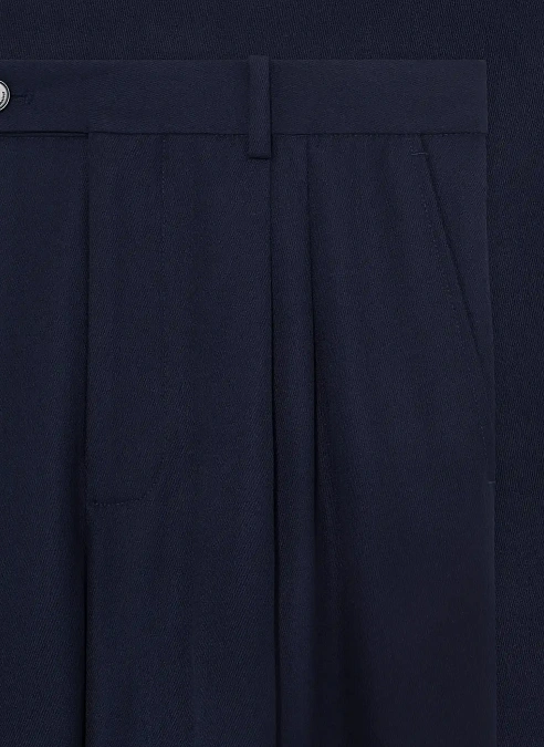 Брюки a Plis Cropped Laine Navy