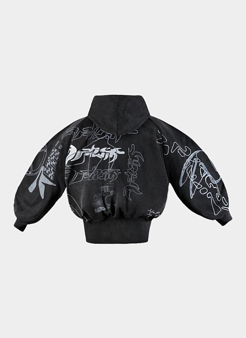 Худи .Solutions + NUMBER 3 A—Sketch Hoodie Old Black