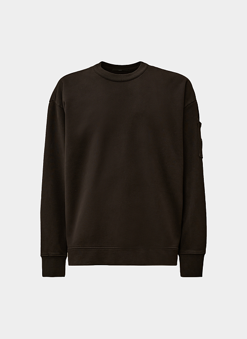 Свитшот Brushed and Emerized Diagonal Fleece Boxy Crewneck Sweatshirt Black