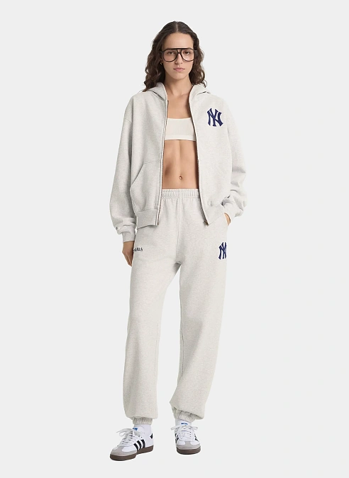 Худи на молнии Heritage Yankees Serif Zip Hoodie Heather Gray