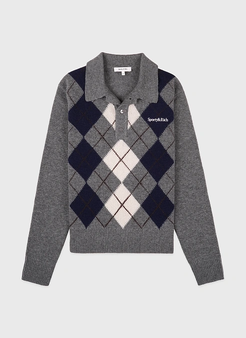 Поло Serif Logo Argyle Cashmere Polo Gray