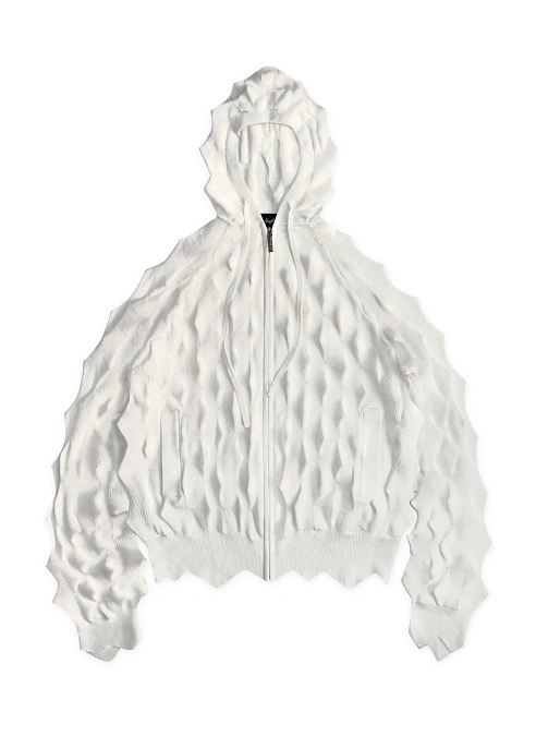 Худи на молнии Spiked Slim Zip-Up Hoodie White