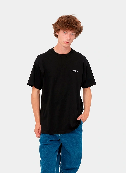 Футболка ‘S/S Script Embroidery T-Shirt’ Black / White